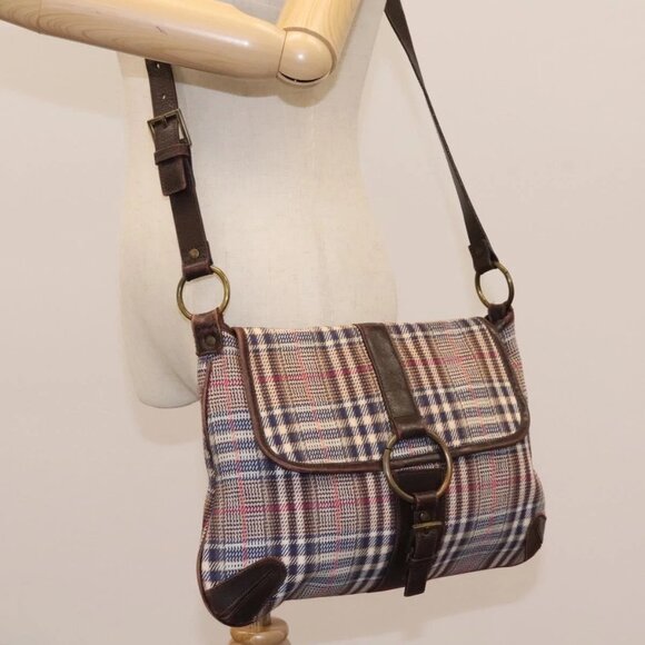 BURBERRY Nova Check Blue Label Shoulder Bag Canvas Beige Auth BD899 - Picture 14 of 16